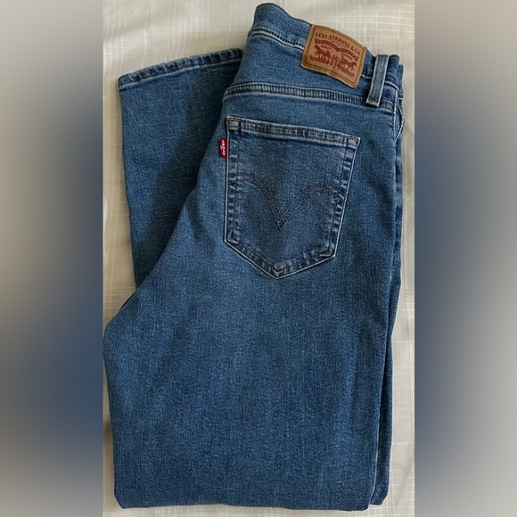 Levi's Mom Jean High Waisted Women's 30 Medium Blue Stretch Denim Distressed - Picture 11 of 12